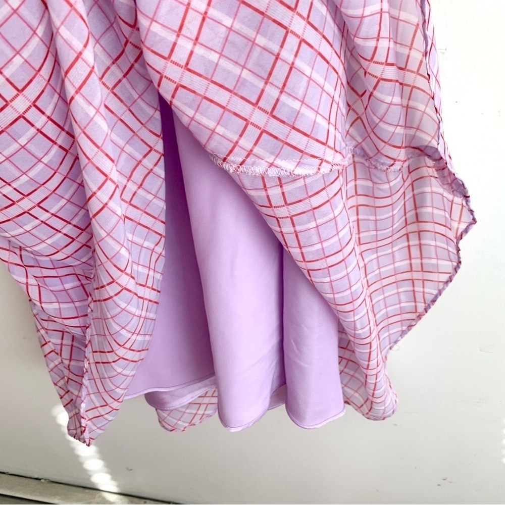 Finders Keepers Nostalgia Dress Lilac Check Cowl Neck Slip Dress - Picture 11 of 16